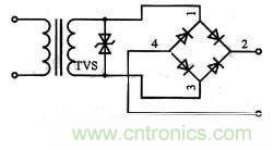 圖1：雙向TVS在交流電路中的應(yīng)用電路