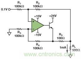 圖3.IOUT= 1 mA的示例電路。