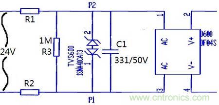 案例1：輸入端24V波動，R1和R2常被燒壞。