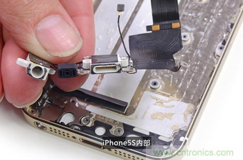 土豪金iPhone 5S拆解：內(nèi)部結(jié)構(gòu)升級，維修難度增加