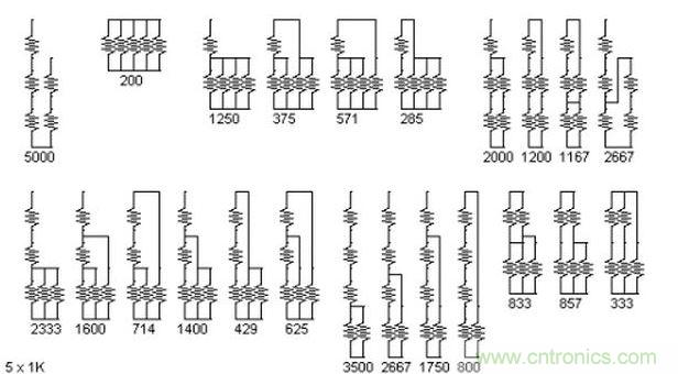 5個(gè)電阻我想出了23種組合。還有其它組合嗎？