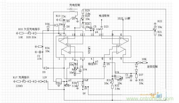 簡易的欠壓過流自動充電控制電路