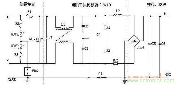 輸入濾波、整流回路原理圖