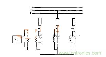 利用放電線圈構(gòu)成的零序電壓保護(hù)接線圖