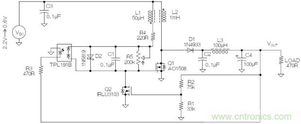 圖2：基于MOSFET的焦耳小偷電路。