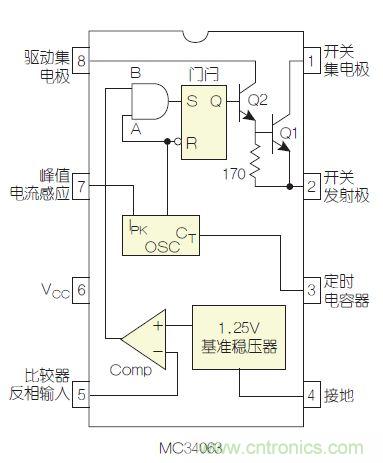 圖2：MC34063是該電路核心。