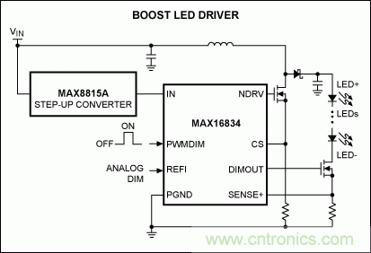 Li+電池供電、低壓高亮度(HB) LED解決方案