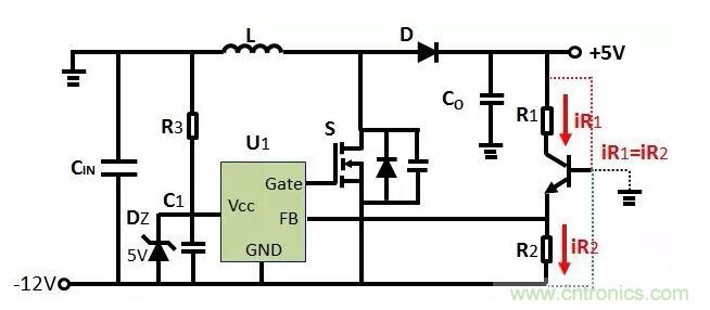 如何實現(xiàn)-12V輸入到+5V輸出?