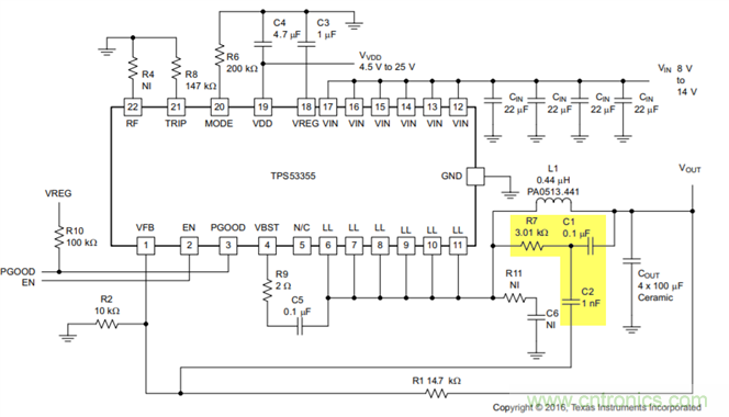 TPS53355紋波注入電路的設(shè)計(jì)