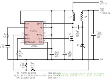 具有負反饋引腳和用于負輸出電源的高性能、單端控制器IC