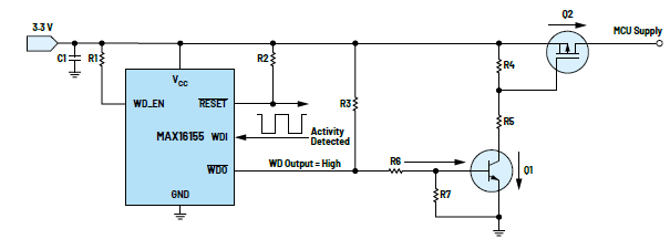 利用低電平有效輸出驅(qū)動高端MOSFET輸入開關(guān)以實(shí)現(xiàn)系統(tǒng)電源循環(huán)